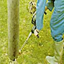 Drilling a telegraph pole for Boron rod insertion